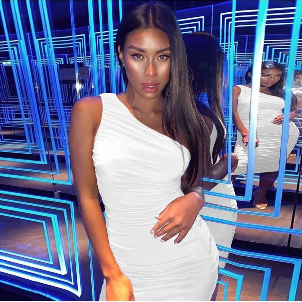 White Bodycon One Shoulder Dress